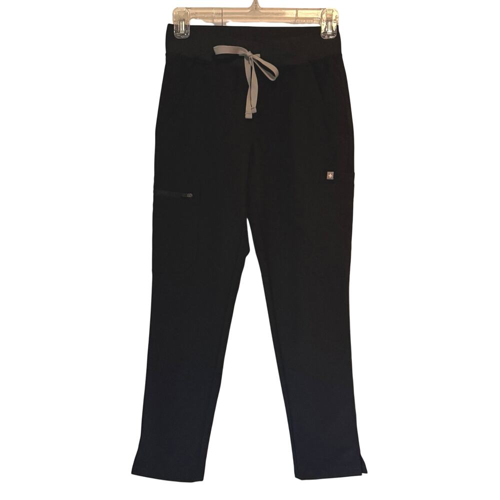 FIGS Black Scrub Pants Size XXS Technical Collection Drawstring Waist Tapered
